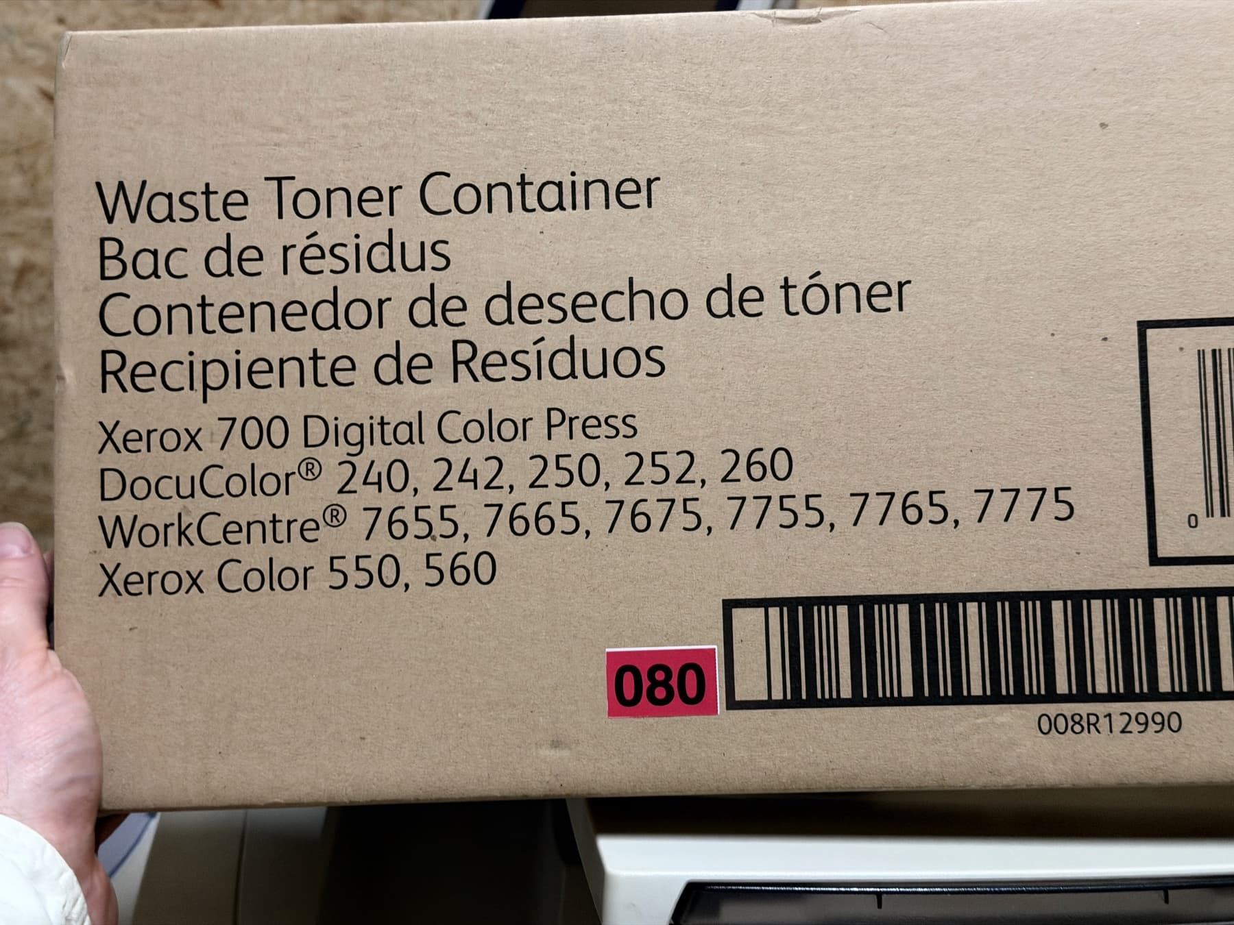 Waste Toner Container 008R12990 (Xerox 700 / DocuColor 240-260 / WC 7655-7775 / Color 550/560)
